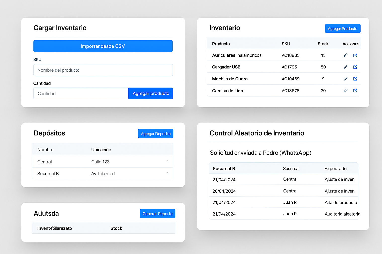 Vista del sistema LinkInventario